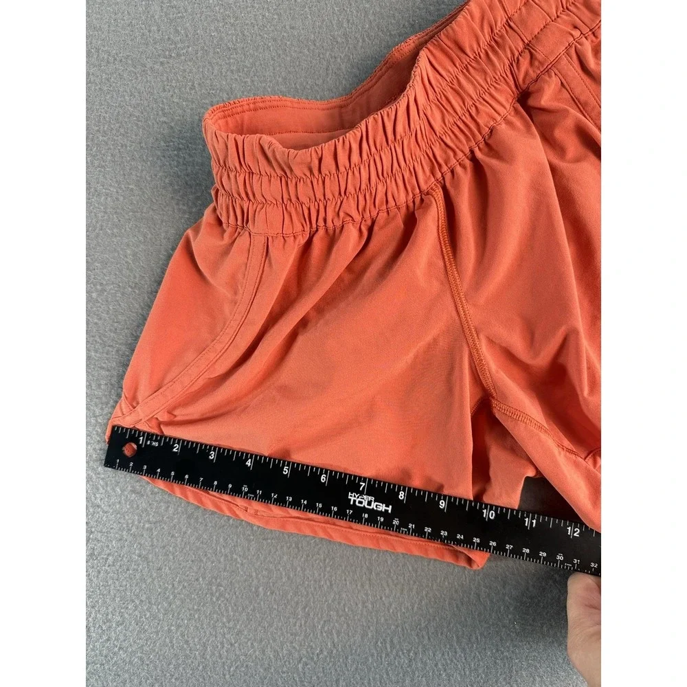 Lululemon Shorts Womens 4 Orange Running 2.5 Inseam Elastic Waist Pocket Light